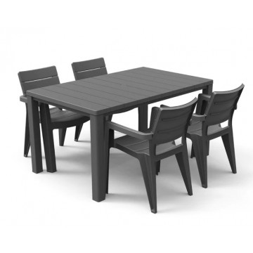 Allibert - Julie Table + Ibiza Chair Graphite Set